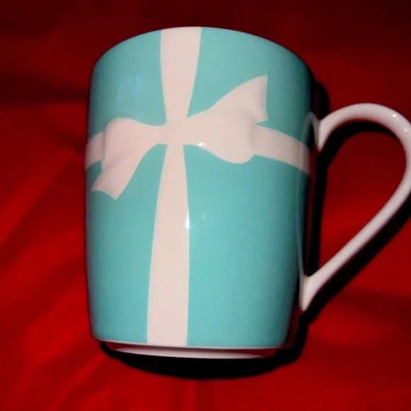 TIFFANY & CO Bow Ribbon Bone China Blue Mug Cup - Picture 1 of 3